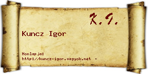 Kuncz Igor névjegykártya